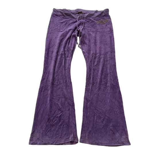 Vintage Juicy Couture Women's Purple Velour Flared Track Pant Loungewear Size L