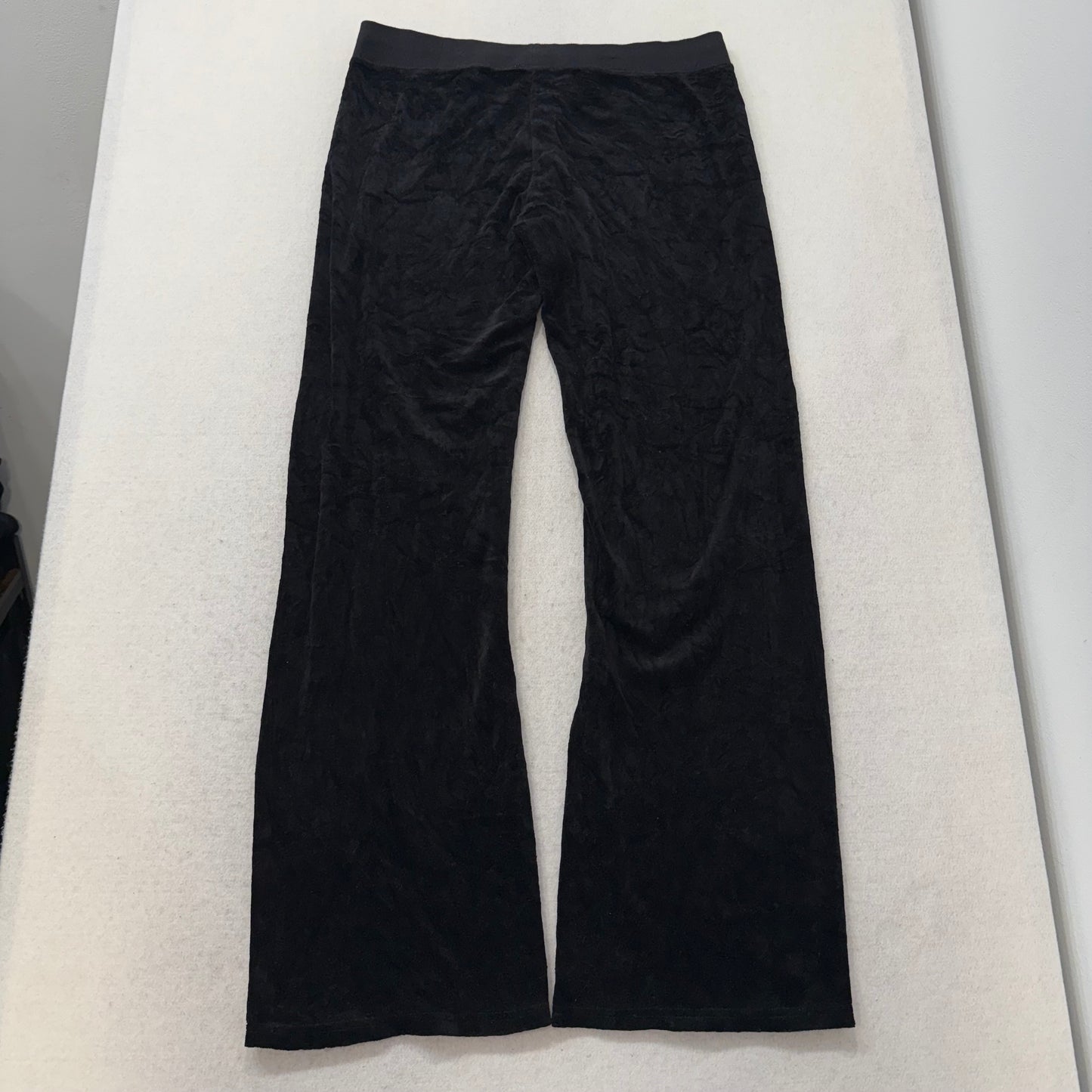 Juicy Couture Womens Midnight Black Velour Flared Track Pant Low Rise Y2K Size L