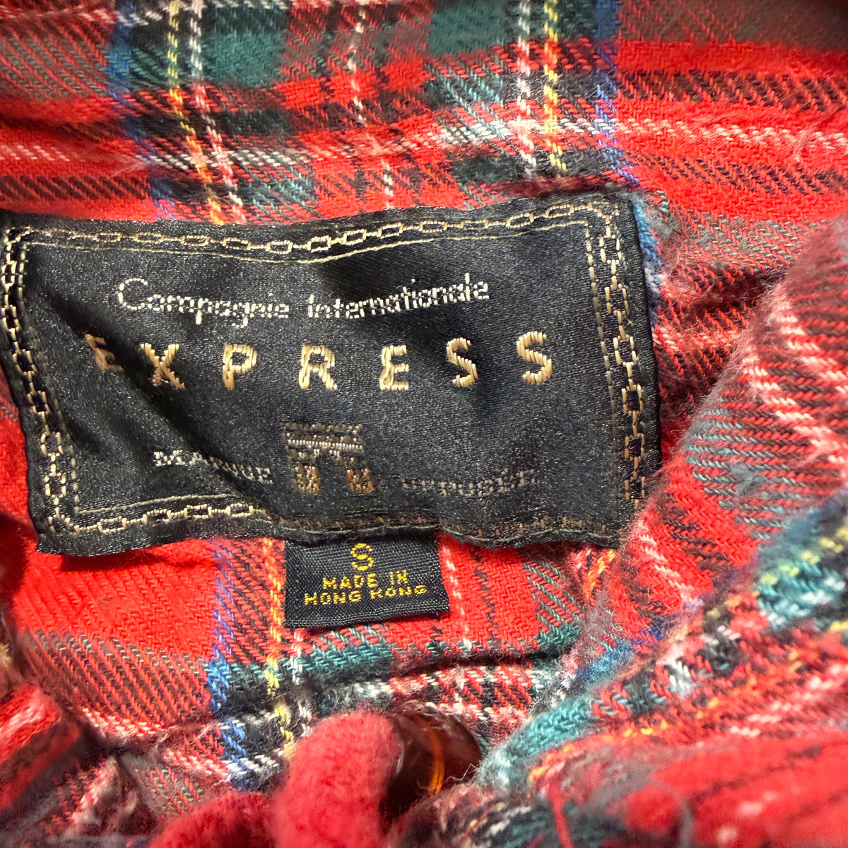 Express Quilted Hooded Jacket Plaid Lined Red Size S photo 3