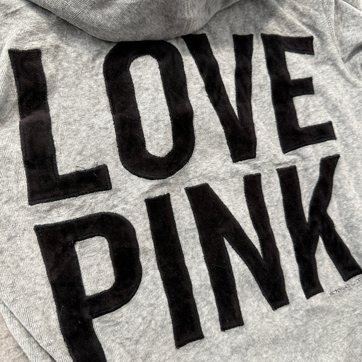 Victoria's Secret PINK Women's Heather Gray Velour Zip-Up Hoodie Pockets Size S