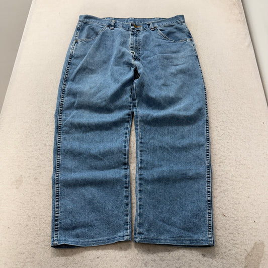 Wrangler Men's Blue Denim Jeans Regular Fit Zip-Fly Pockets Classic Size 36x29