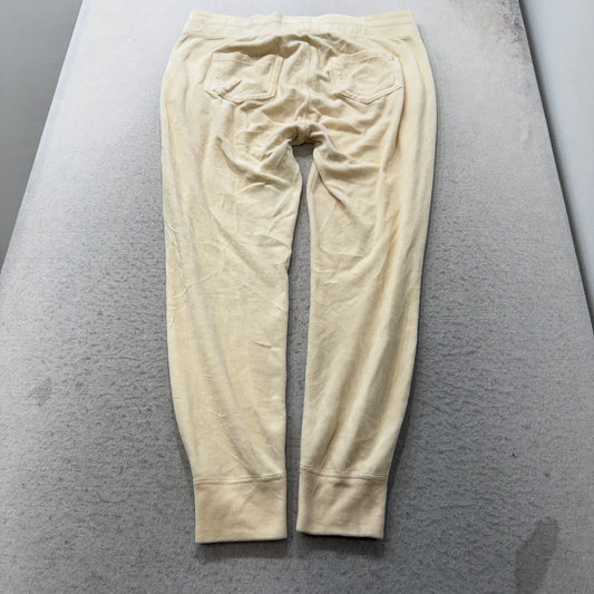 True Religion Men's Cream Off-White Velour Joggers Drawstring Pockets Size XL