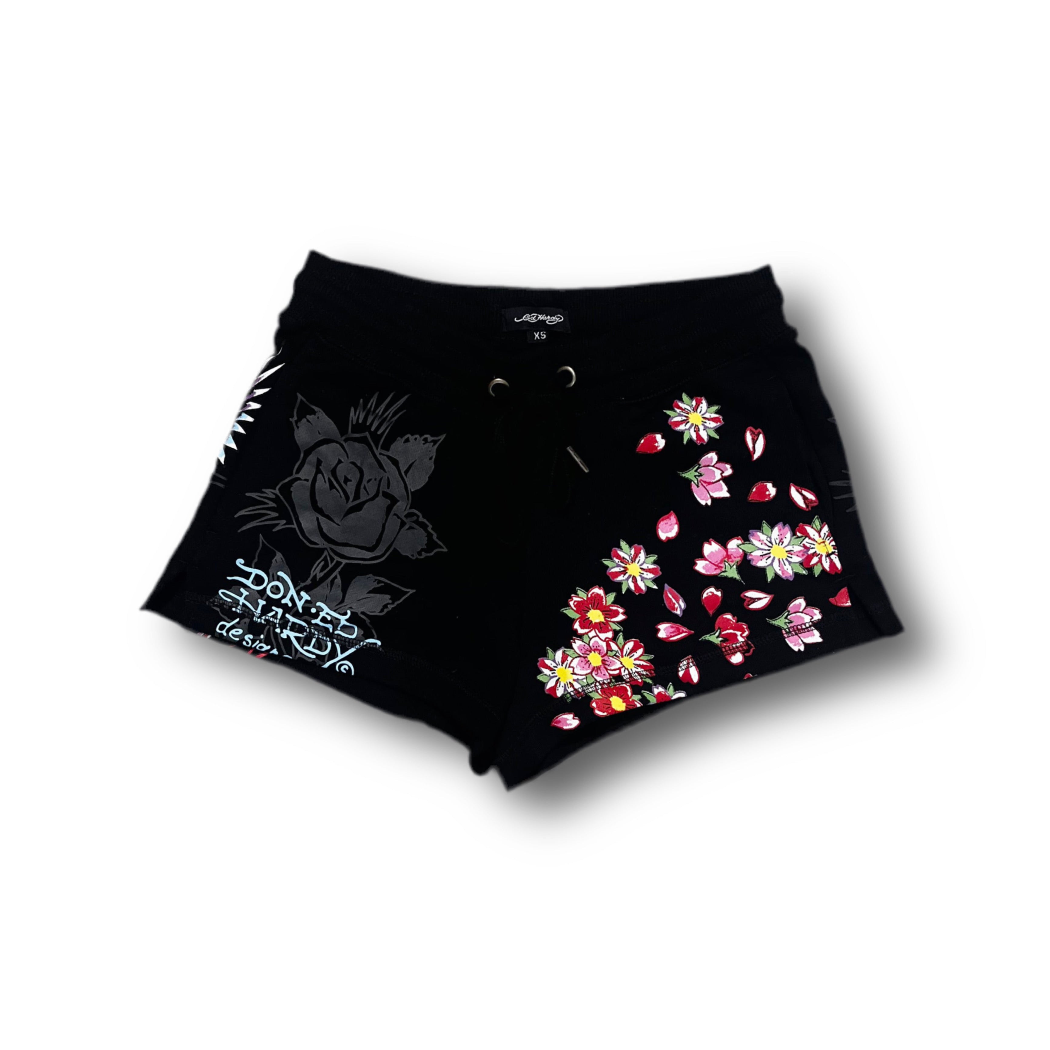ED HARDY “Phoenix” BLACK BOOTY SHORTS