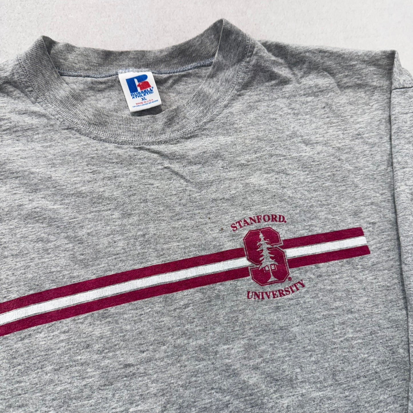 Russell Athletic Stanford Men's Gray T-Shirt Long Sleeve Sportswear Tee Size XL