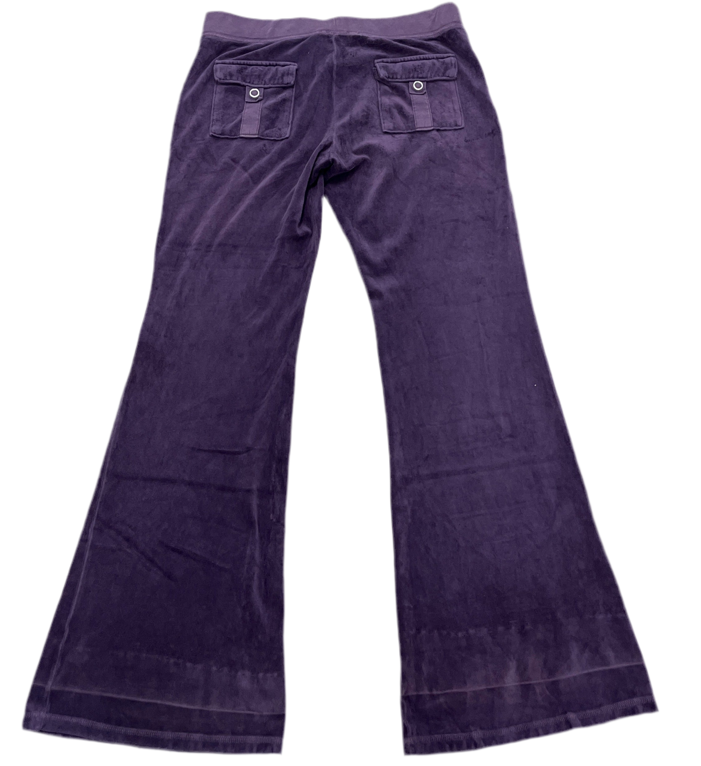 Purple VINTAGE Velour Juicy Couture Flared Back SNAP POCKET + DESIGN Pants SIZE M