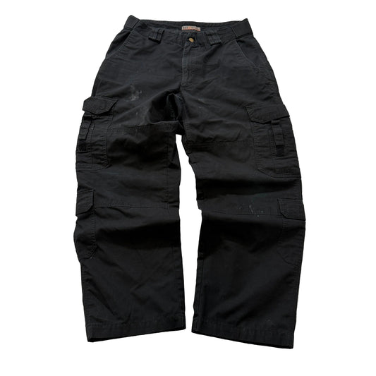 5.11 Tactical Men's Black Cargo Pants Wide Leg Utility Flap Pockets Size W33