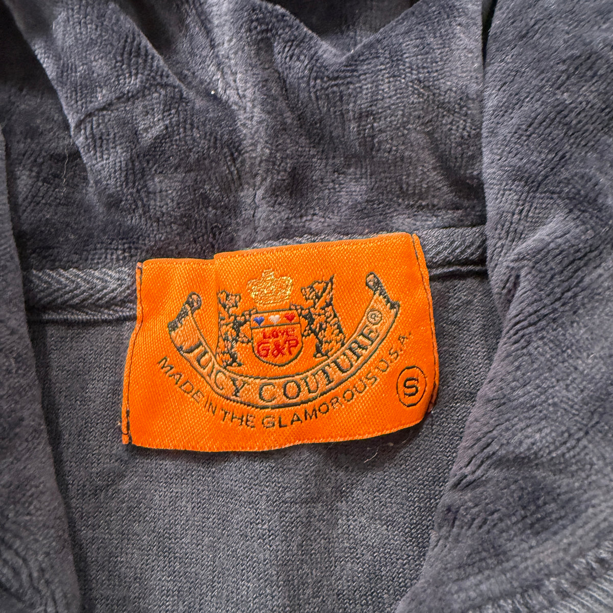 2003 Vintage Juicy Couture Women's Navy Blue Velour Zip-Up Hoodie Pockets Size S