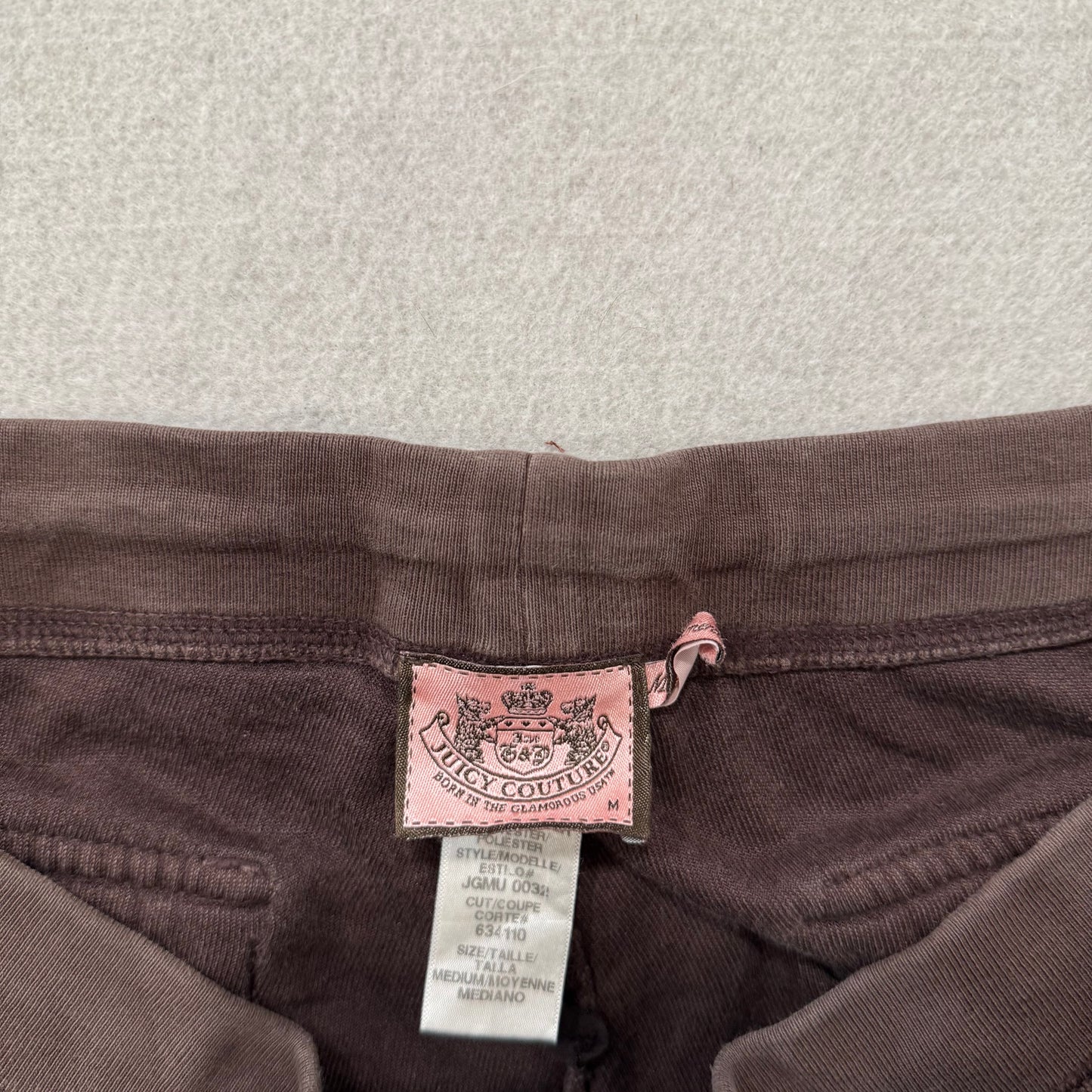 Juicy Couture Brown Terry cloth Tracksuit Set Zip Up Hoodie & Flared Pants Y2k Size M