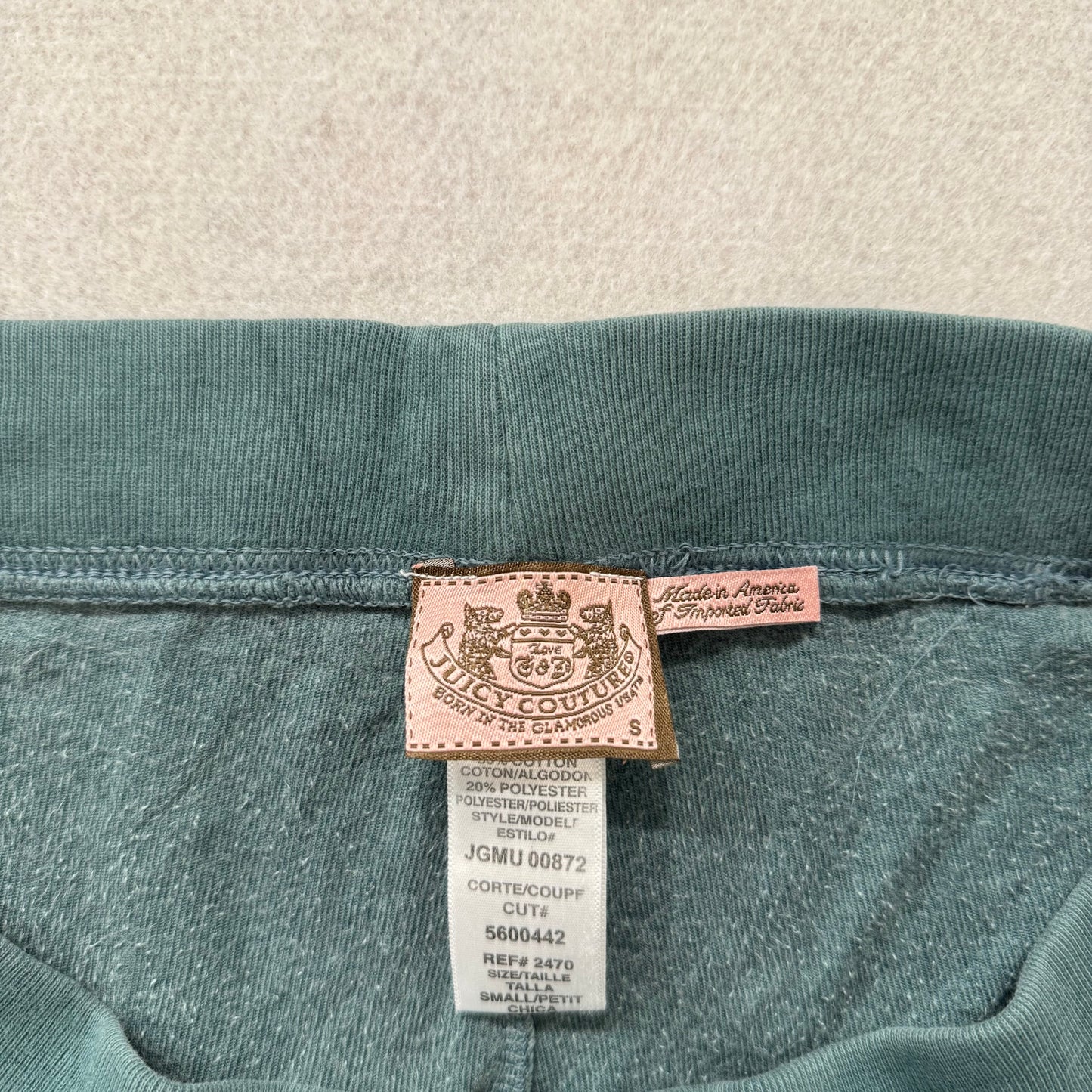 Juicy Couture Green Velour Flared Track Pants Loungewear Pull-On Low Rise Size S