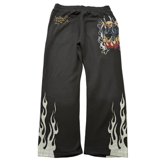 ED HARDY “Flame Reaper” SUNFADED CHARCOAL BAGGY PANTS