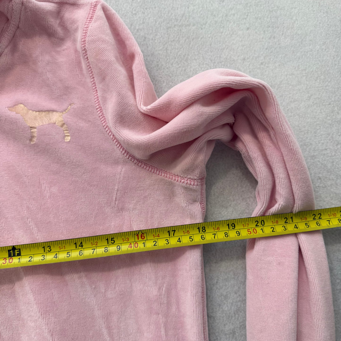 PINK Victoria's Secret Women's Light Pink Zip Up Hoodie Sequin Heart Logo Size M