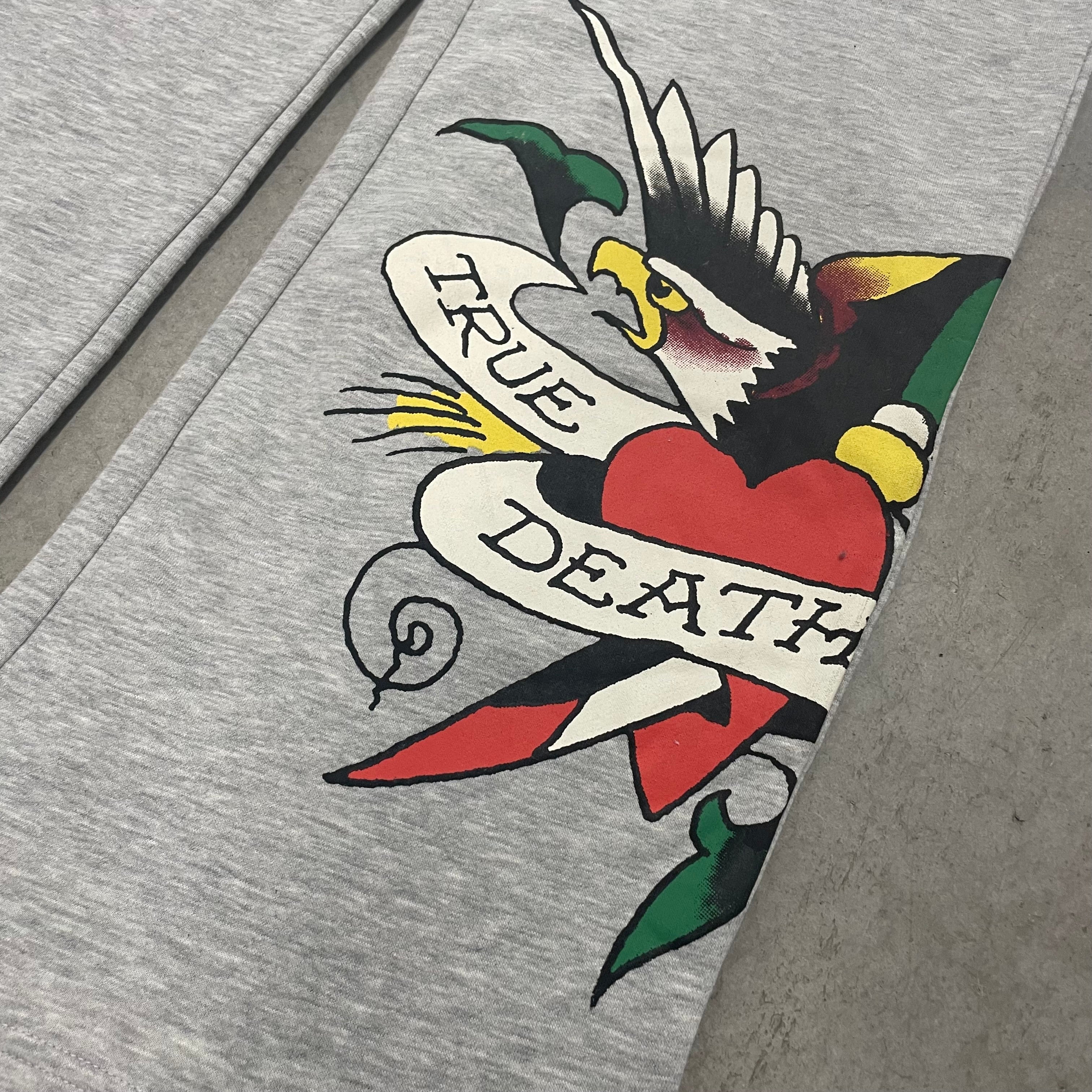 ED HARDY “ Eagle Heart” GREY FLARED PANTS