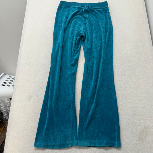 Juicy Couture Women's Teal Blue Velour Flared Track Pant Loungewear Y2K Size M