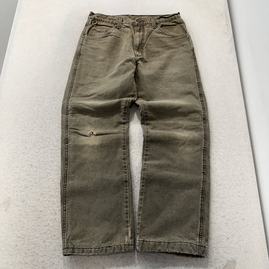 Wrangler Rugged Wear Men's Canvas Olive Work Pants Relaxed Fit Pockets Size W30