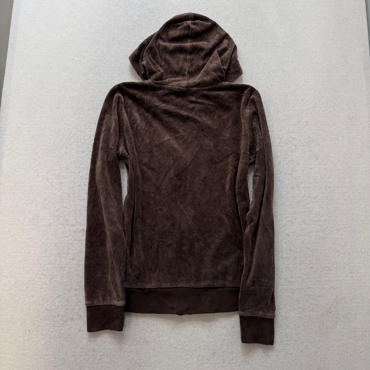 Juicy Couture Brown Velour Tracksuit Set Zip Up Hoodie & Flared Pant Y2K Size M