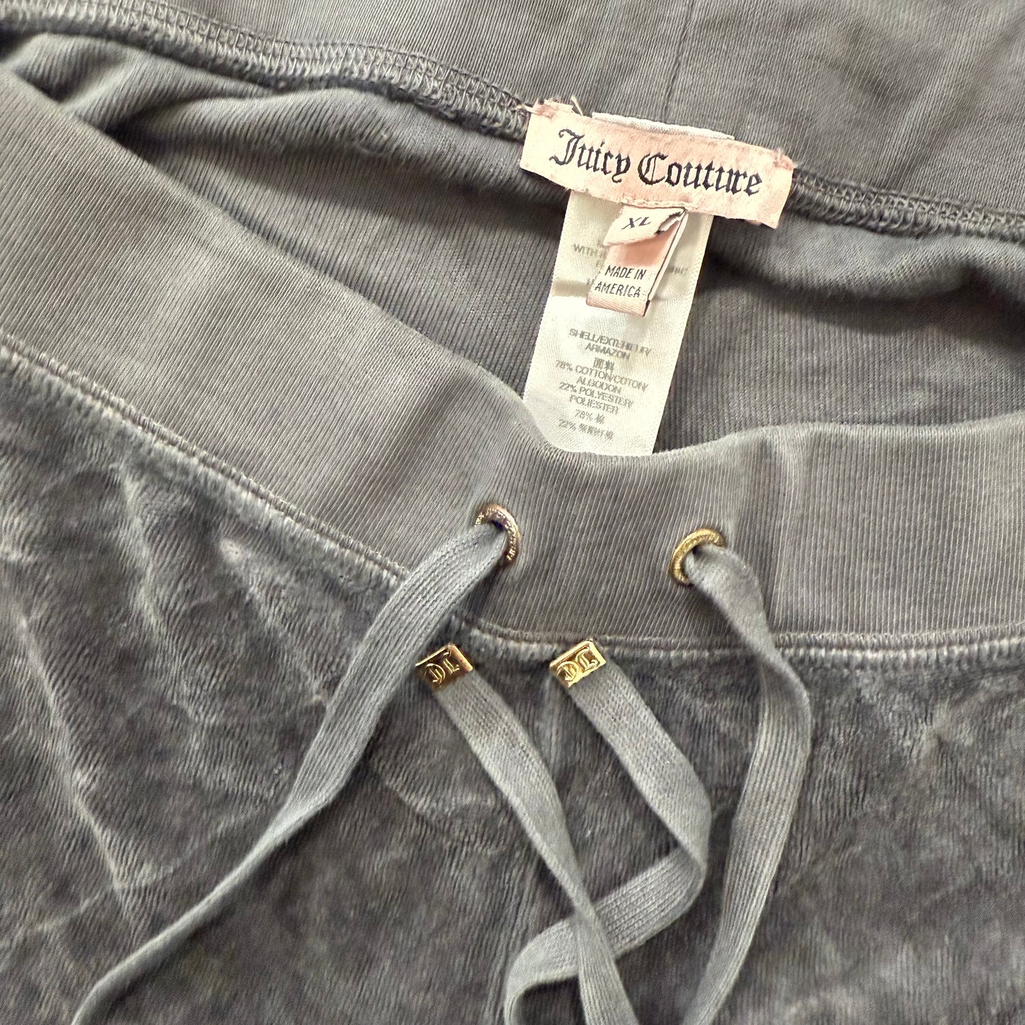 Juicy Couture Women's Gray Velour Flared Wide Leg Track Pants Drawstring Size XL
