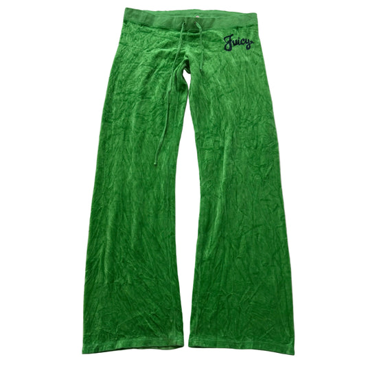 Vintage Juicy Couture Women Kelly Green Velour Flared Track Pant Low Rise Size L