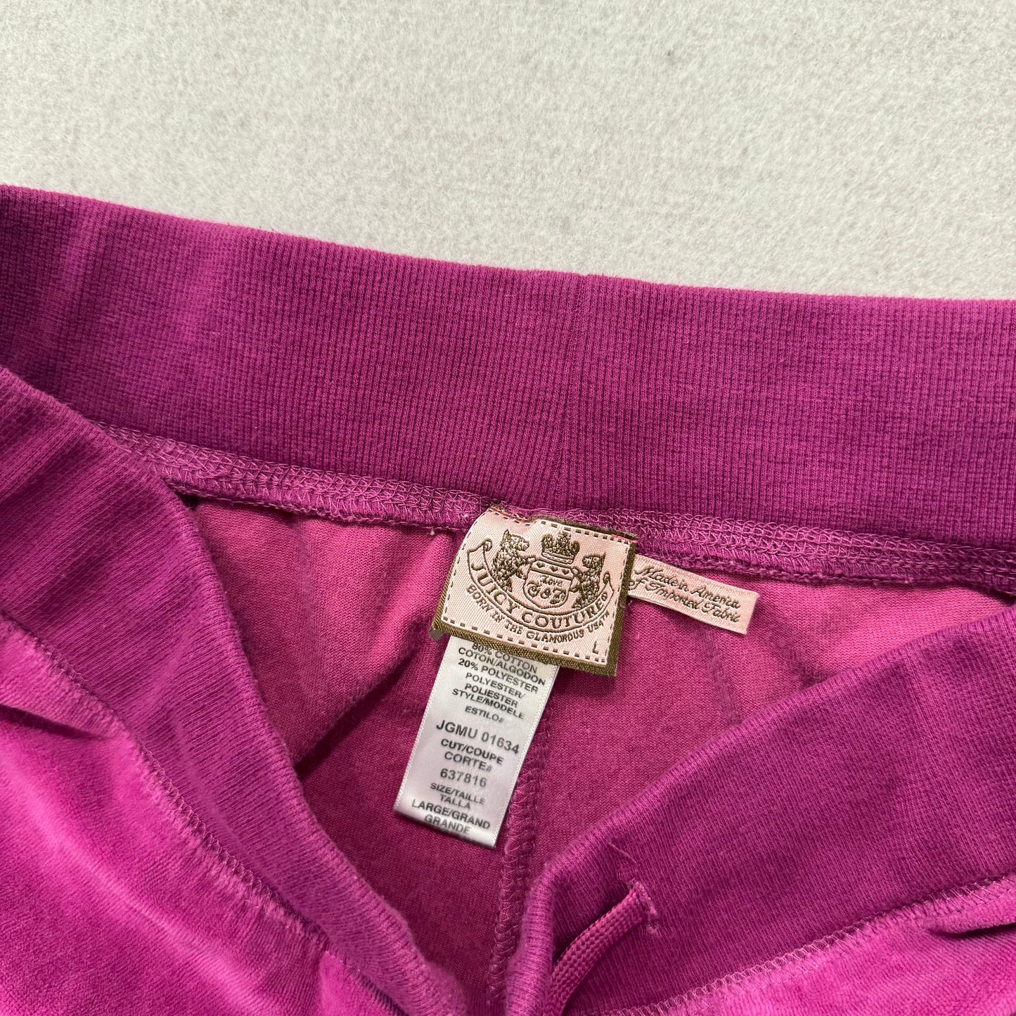 Vintage Juicy Couture Women's Magenta Velour Flared Track Pant Loungewear Size L