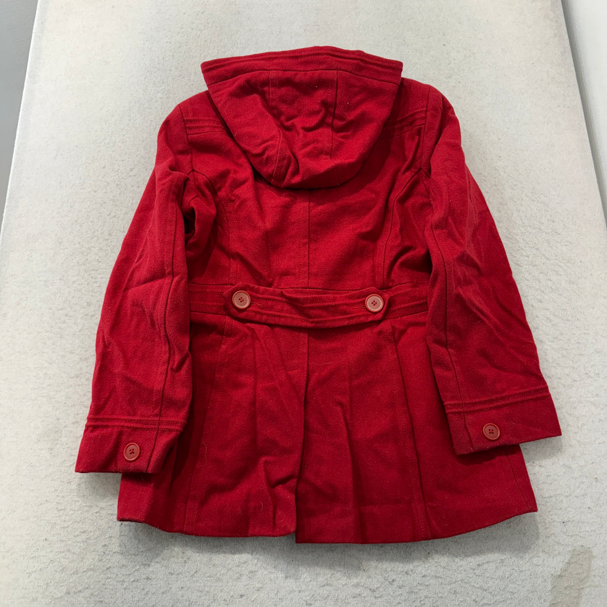 St. Johns Bay Womens Red Hooded Wool Blend Coat Size M photo 2
