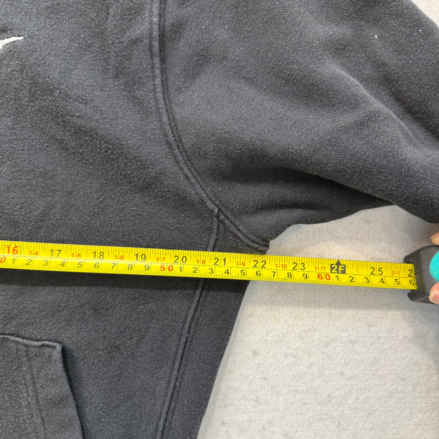 Nike Mens Washed Black Cotton Blend Full Zip Hoodie Split Kangaroo Pocket Size S