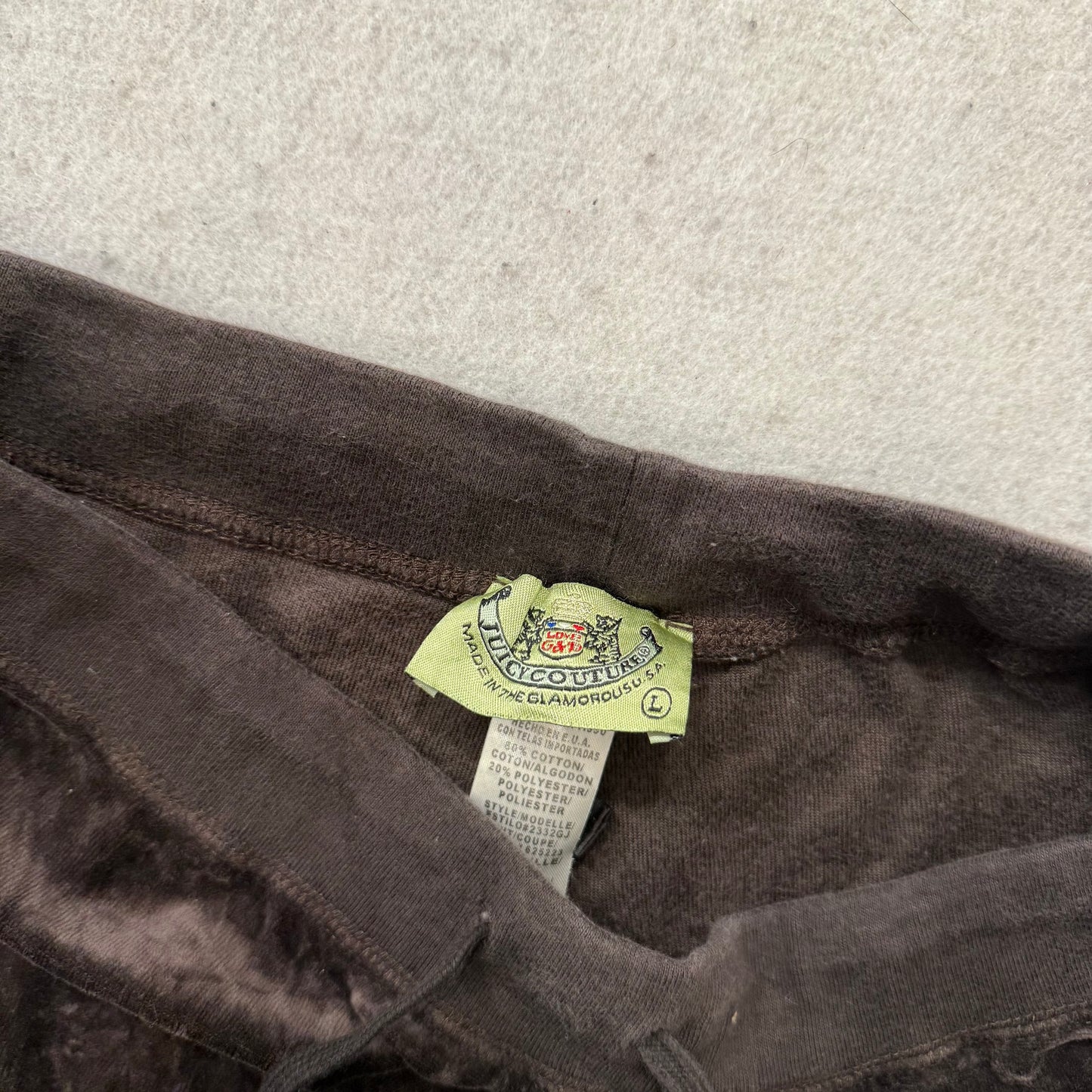 2003 Vintage Juicy Couture Women's Cocoa Brown Velour Flared Track Pant Size L