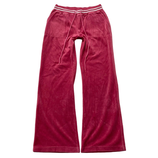 Juicy Couture Women's Red Velour Flared Track Pants Back Flap Pockets Size L