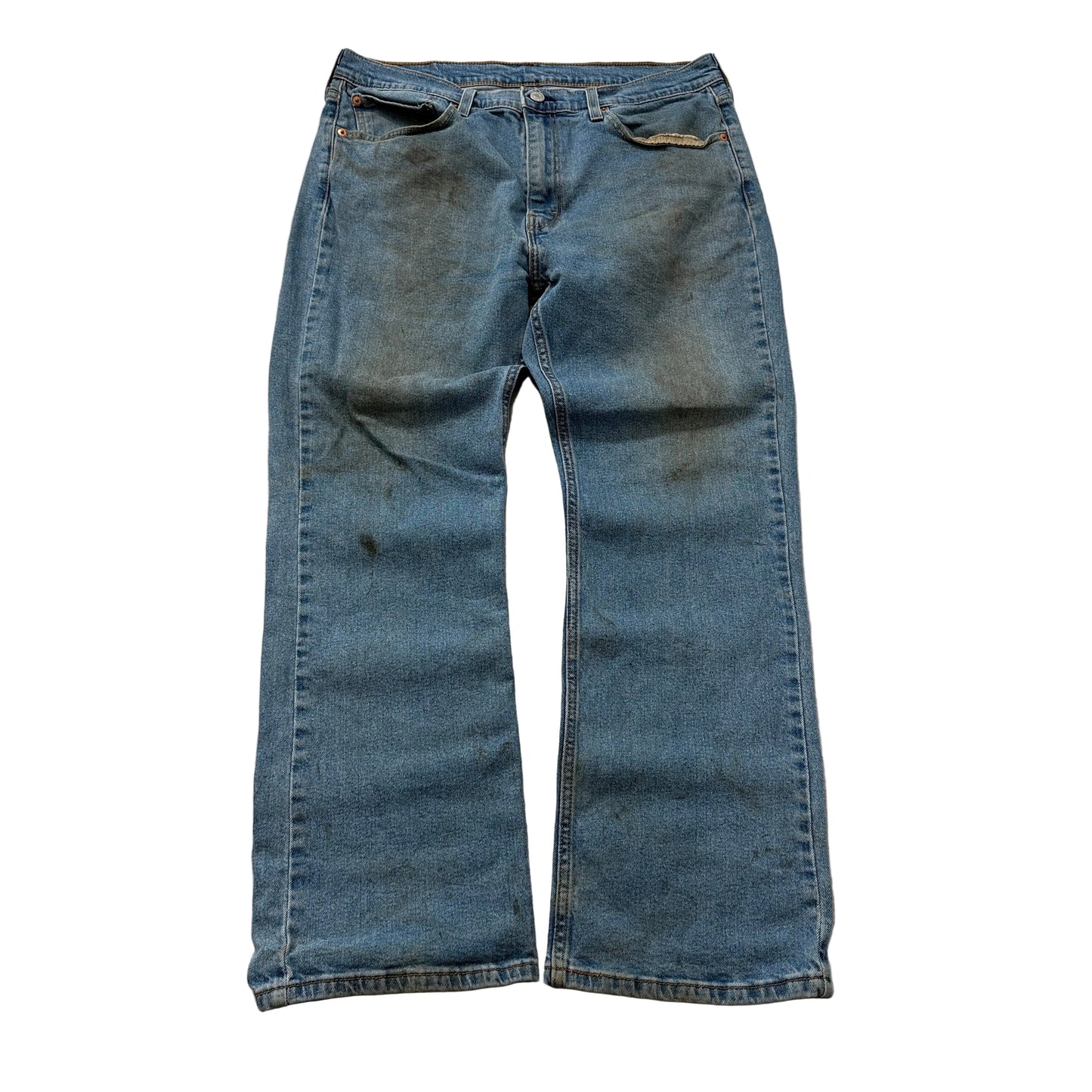 Levi's 527 Men's Blue Denim Jeans Zip-Fly Pockets Classic Stained Size 36x30