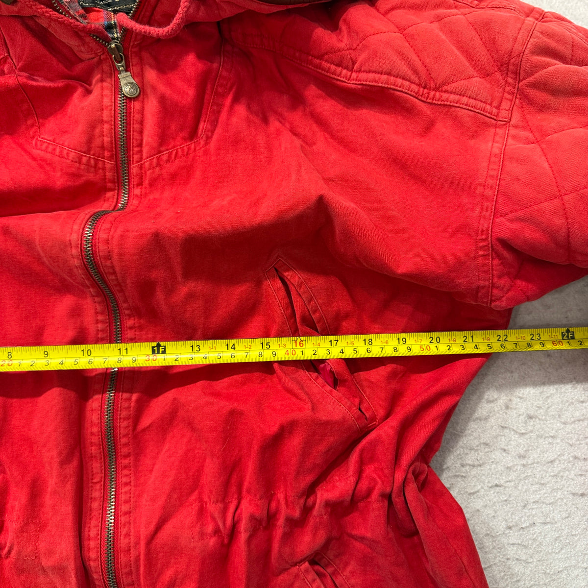 Express Quilted Hooded Jacket Plaid Lined Red Size S photo 4