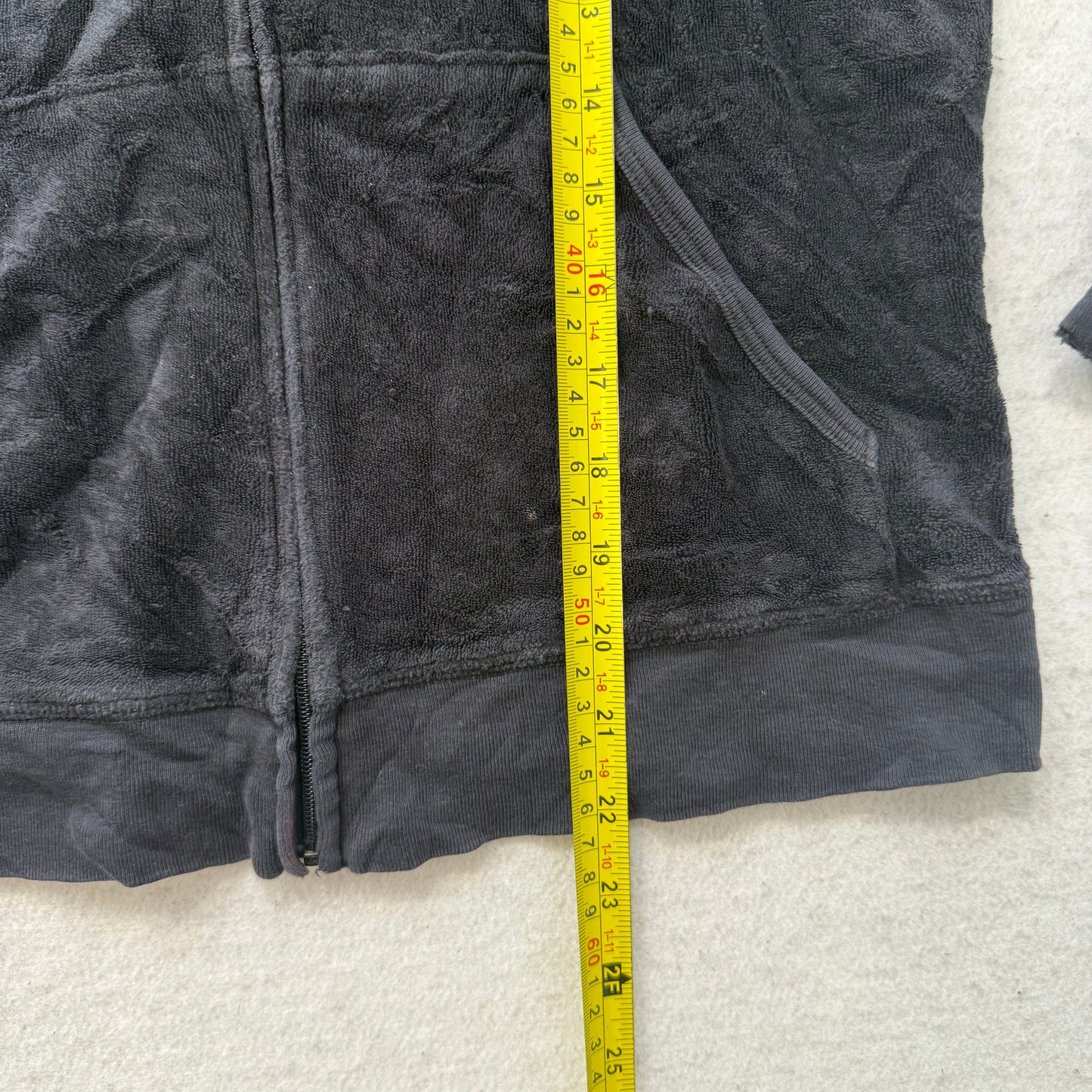 Vintage Juicy Couture Women's Black Terrycloth Zip Up Hoodie Loungewear Size L