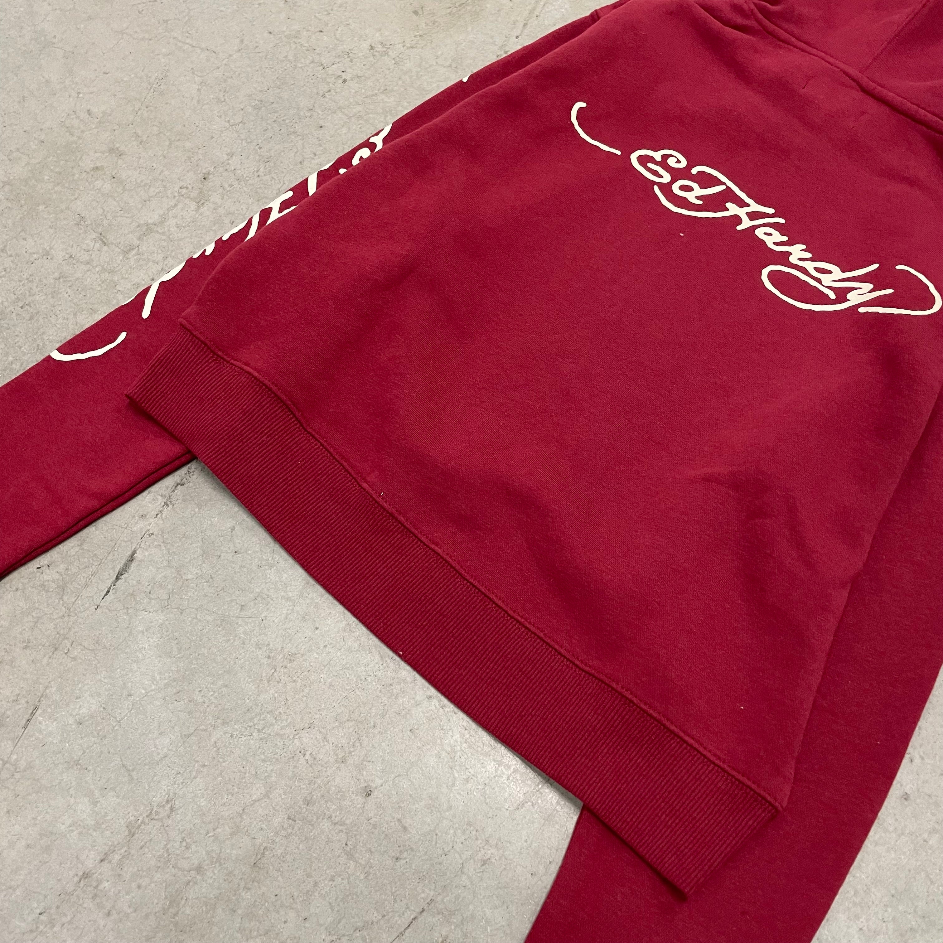 ED HARDY “Koi fish” BURGUNDY CROPPED HOODIE