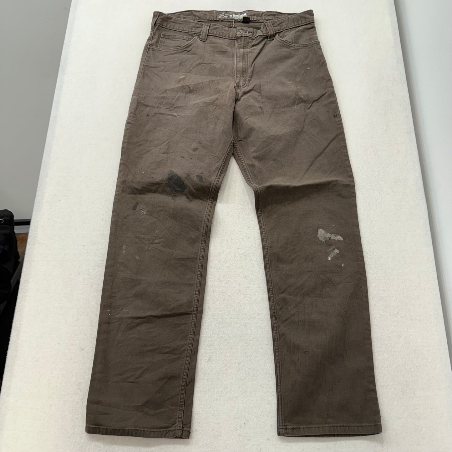 Carhartt Men's Duck Brown Cotton Relaxed Fit Carpenter Pants Workwear Waist 36