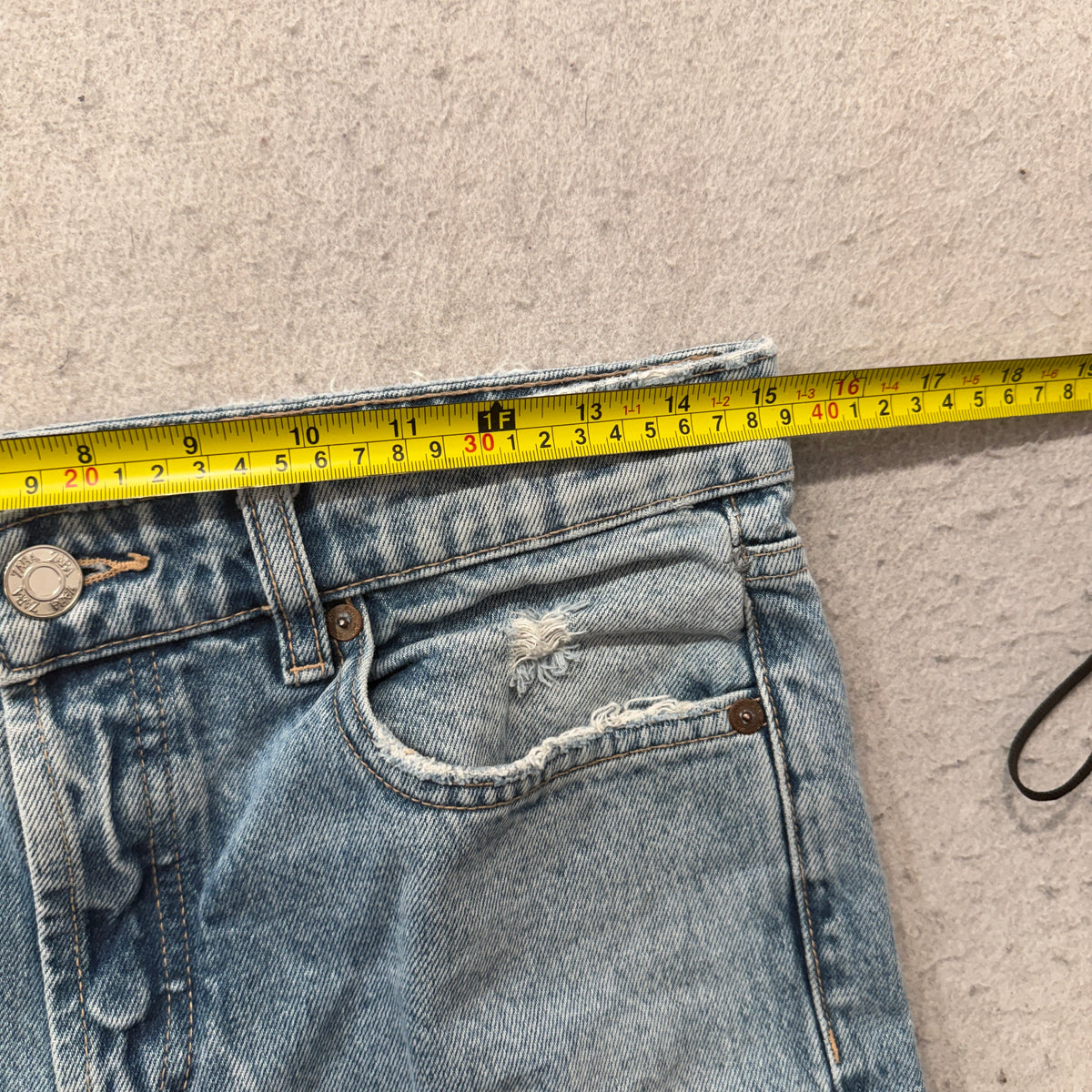 Zara Distressed Light Wash Straight Jeans Size 8 photo 4