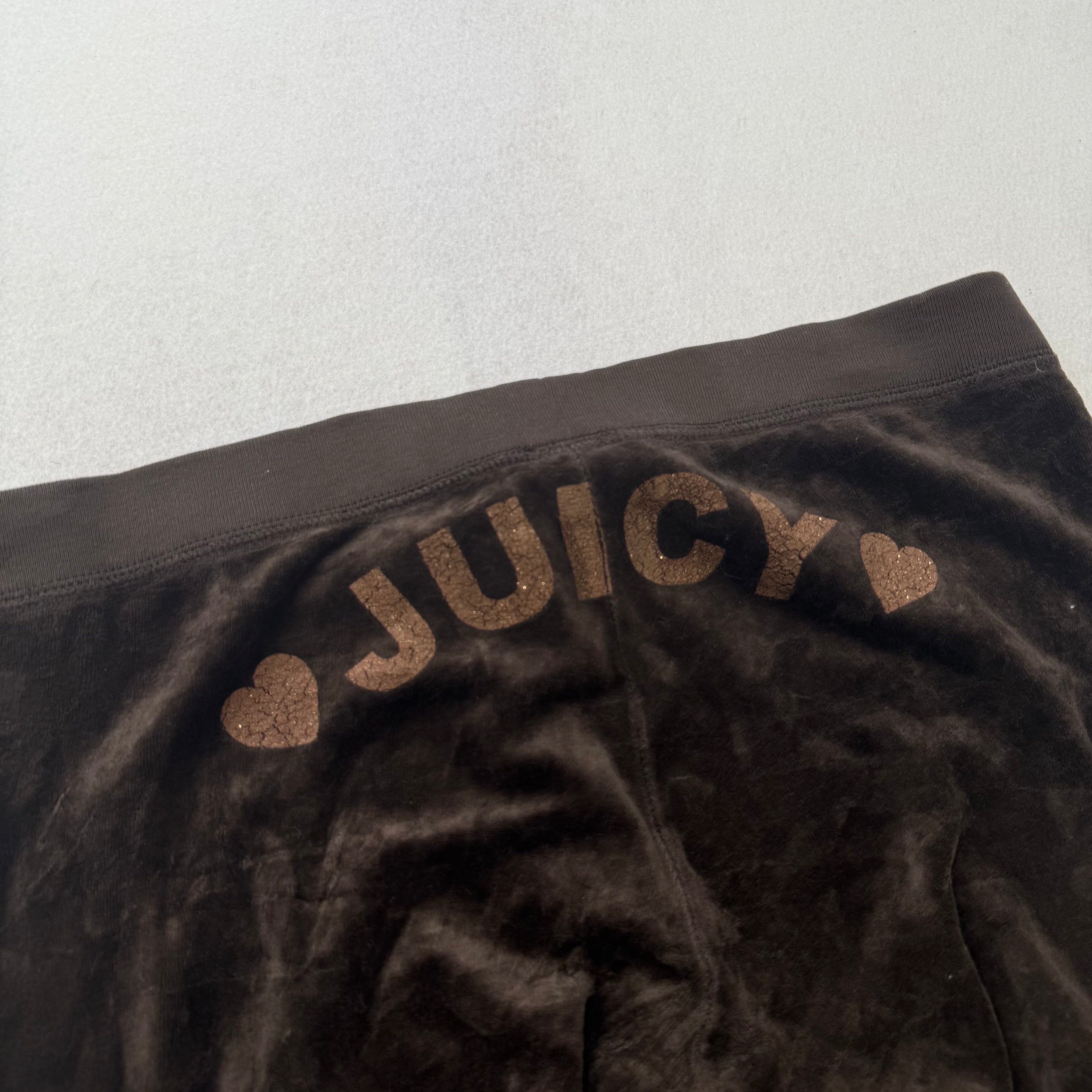 Vintage Juicy Couture Brown Drawstring Flare Velour Pants Juicy Back Design Size M