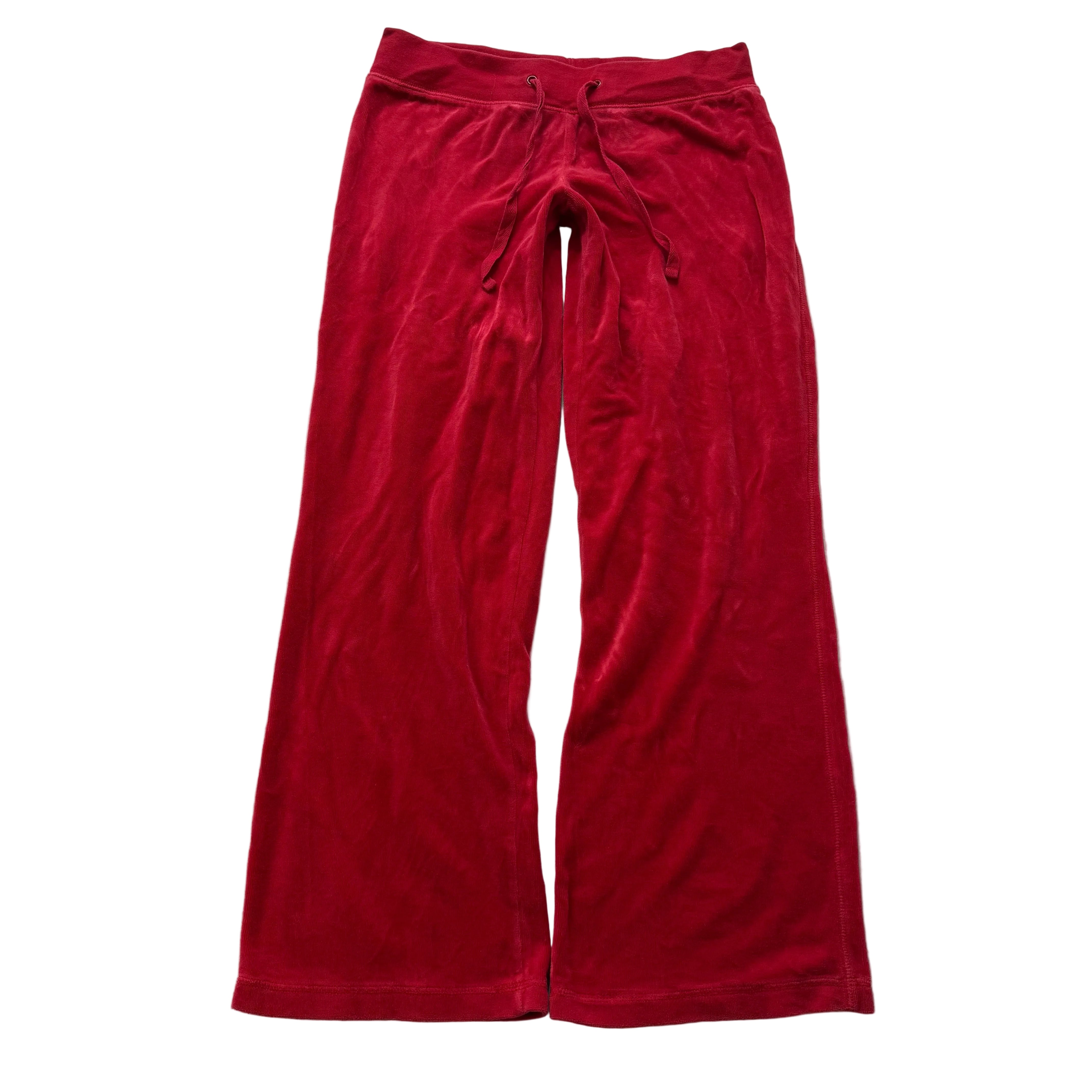 Juicy Couture Women's Dark Red Velour Flared Leg Track Pants Drawstring Size M