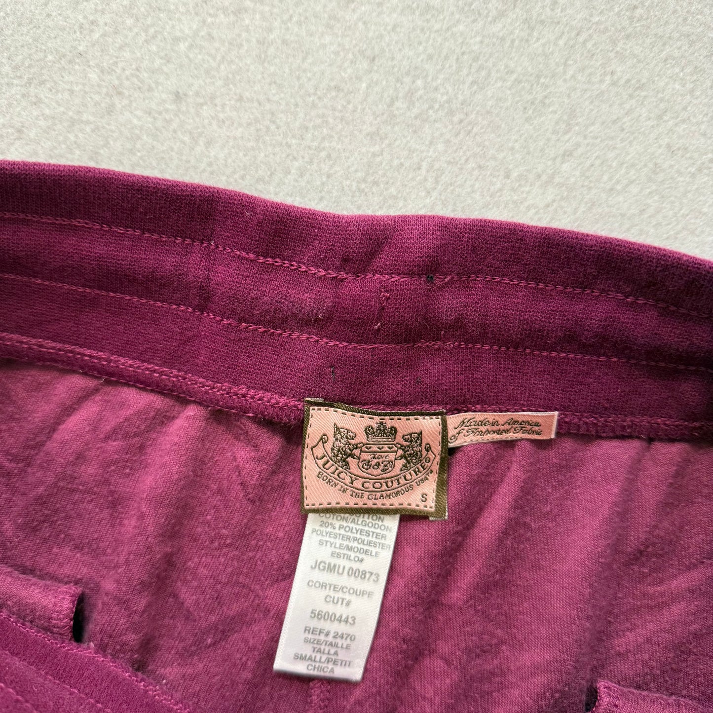 Vintage Juicy Couture Women's Berry Velour Flared Track Pant Loungewear Size S