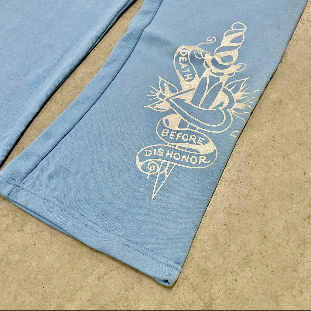ED HARDY “Flower Skull” BABY BLUE FLARED PANTS