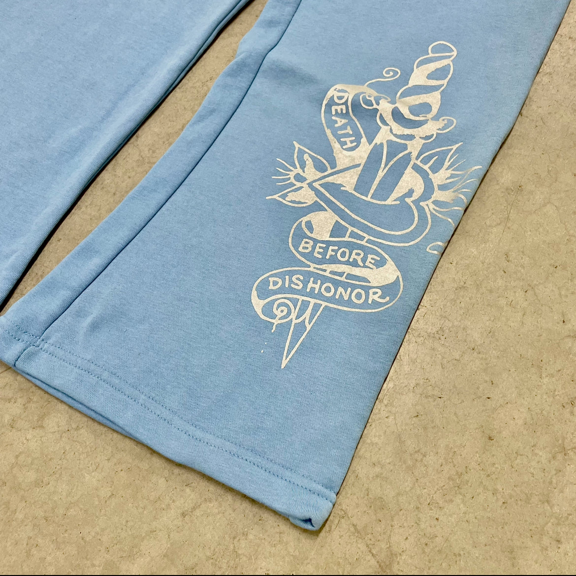 ED HARDY “Flower Skull” BABY BLUE FLARED PANTS