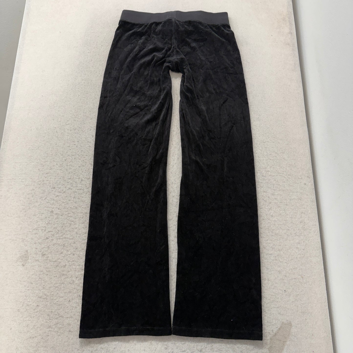 Juicy Couture Women's Black Velour Flare Track Pants Drawstring Classic Size S