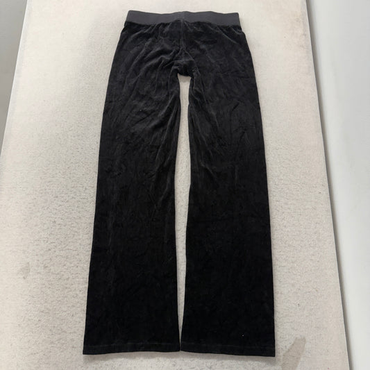 Juicy Couture Women's Black Velour Flare Track Pants Drawstring Classic Size S