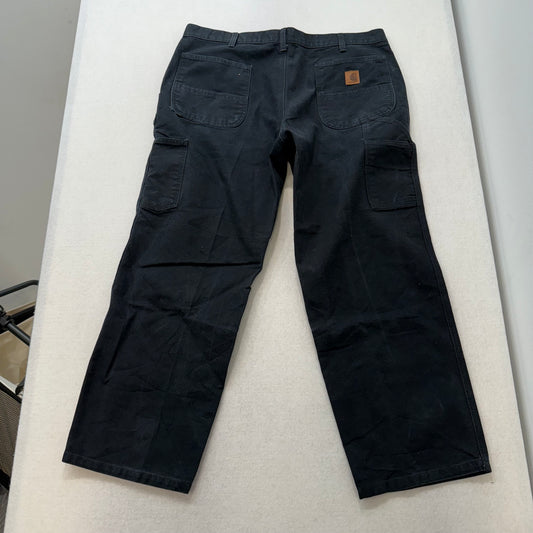 Carhartt Black Duck Canvas Cargo Pants Straight Leg Utility Pockets Logo Patch Size 38x30