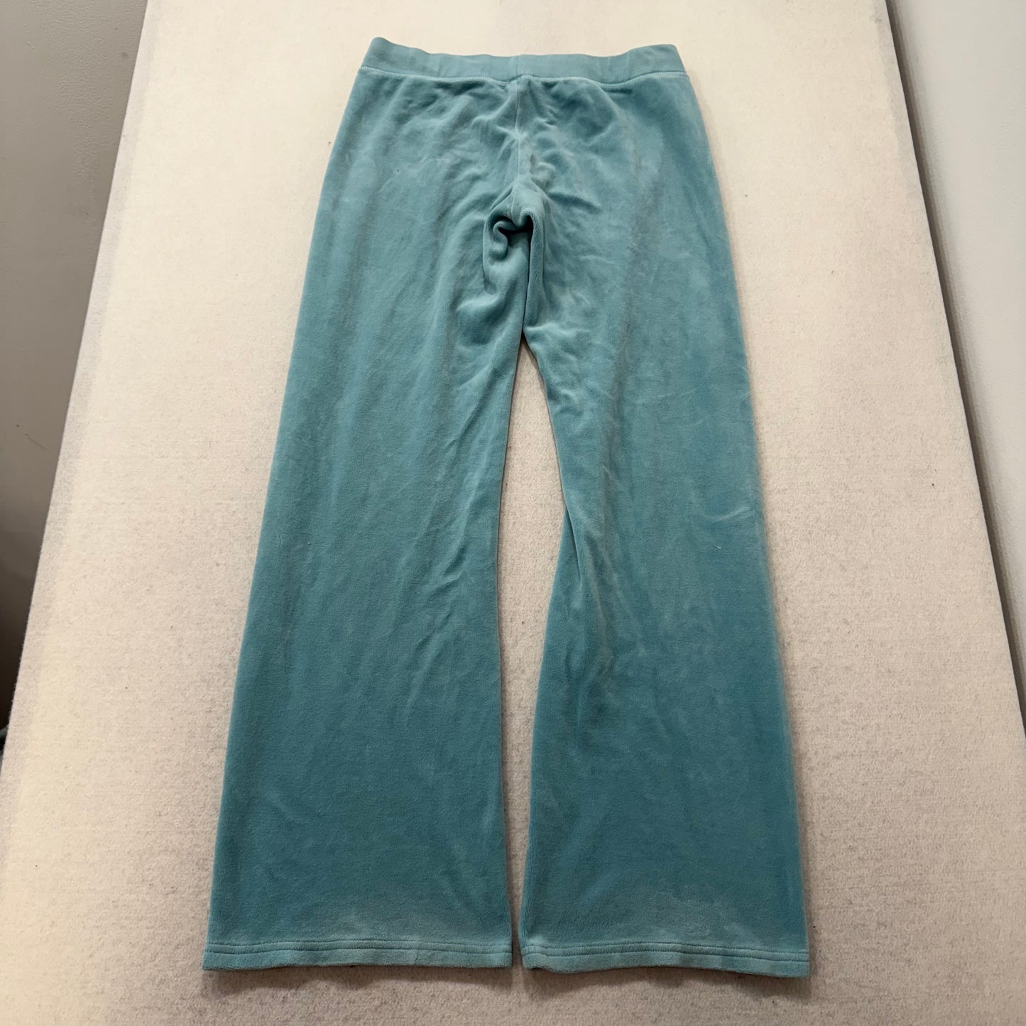 Juicy Couture Women's Turquoise Velour Flared Track Pant Drawstring Y2K Size M