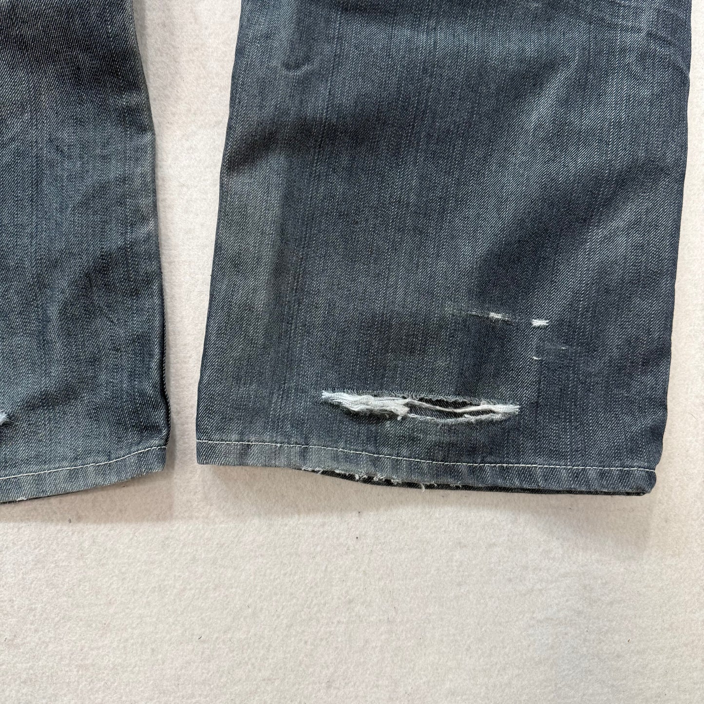 GS115 Men Medium Wash Blue Denim Straight Wide Leg Jeans Zip Flap Pocket Size 40