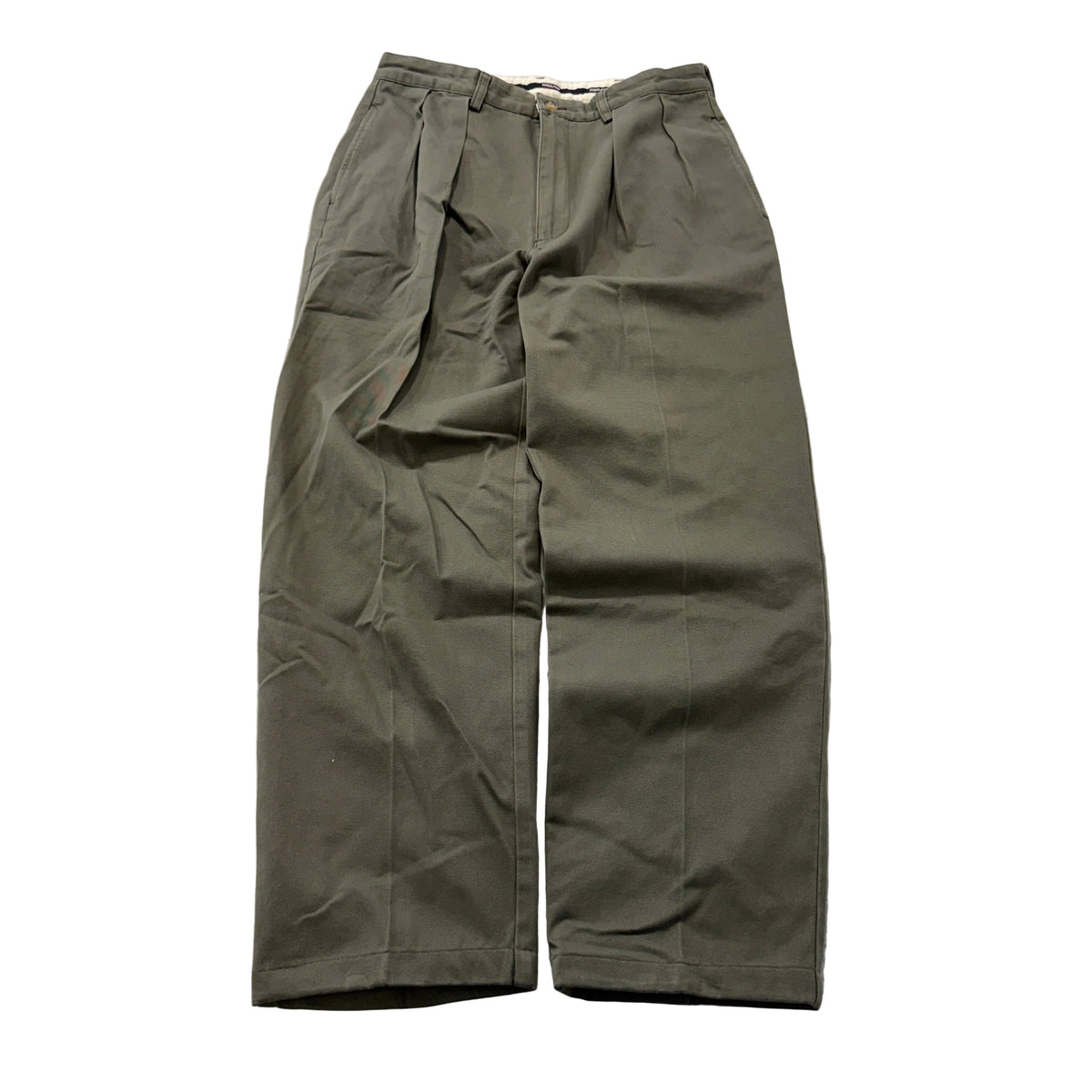 Unbranded Olive Pleated Cotton Chino Pants Size 34x32 photo 1
