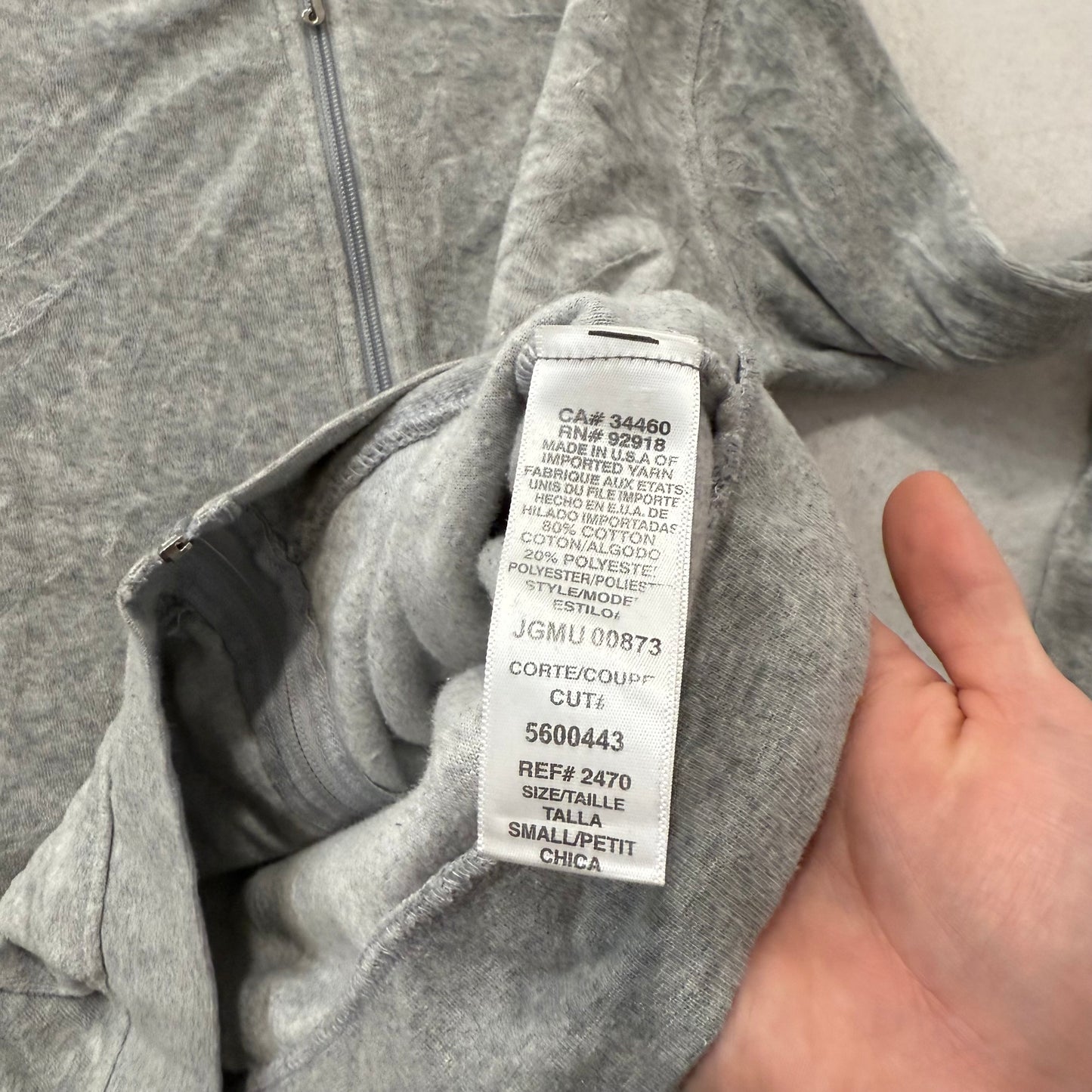 Juicy Couture Gray Velour Tracksuit Set Zip Up Hoodie & Flared Pants Y2K Size S