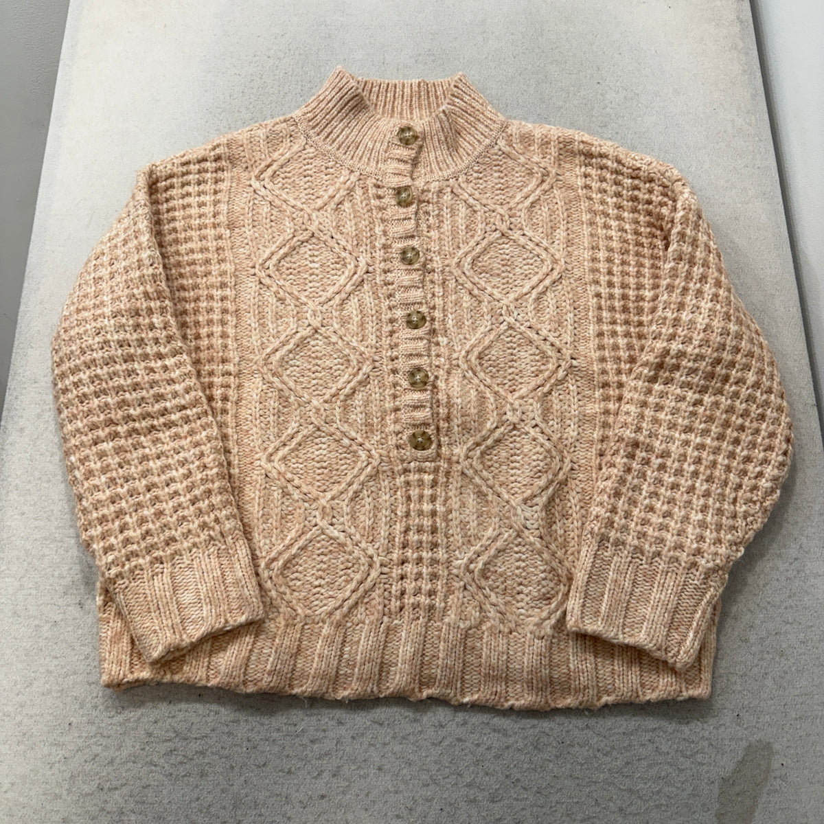 American Eagle Pink Chunky Cable Knit Henley Sweater Size XXL photo 1