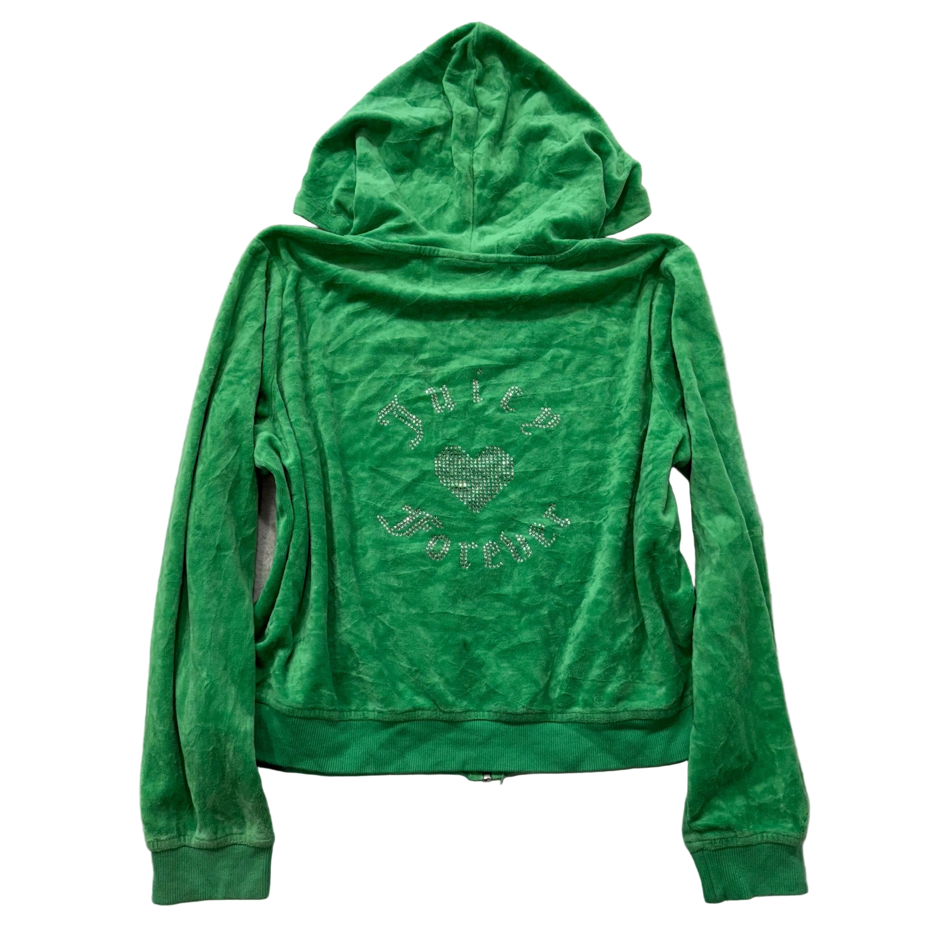 Juicy Couture Forever 21 Women's Green Velour Full Zip Hoodie Rhinestone Size 2X