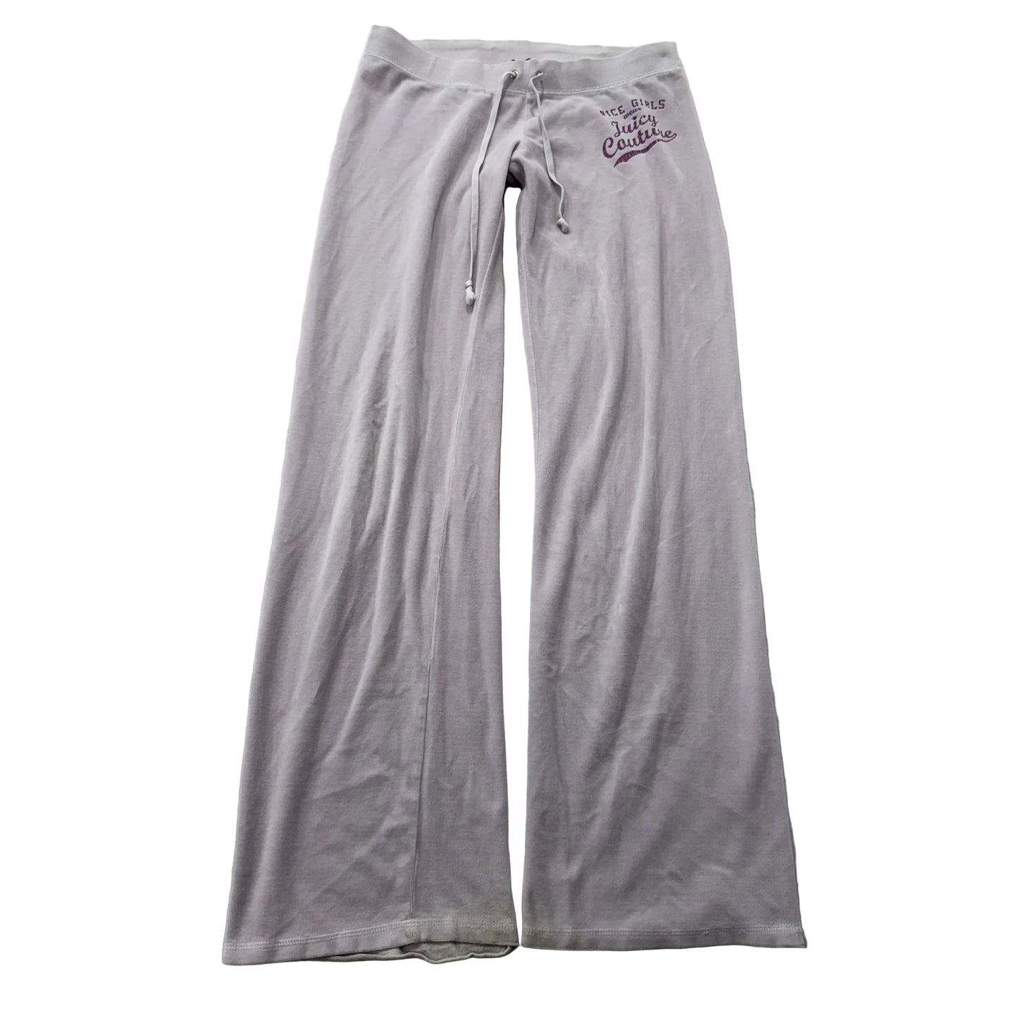 Vintage Juicy Couture Women's Lavender Velour Flare Track Pant Drawstring Size S