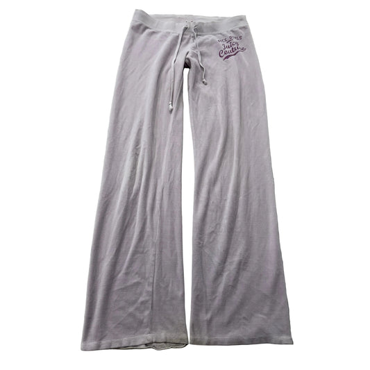 Vintage Juicy Couture Women's Lavender Velour Flare Track Pant Drawstring Size S