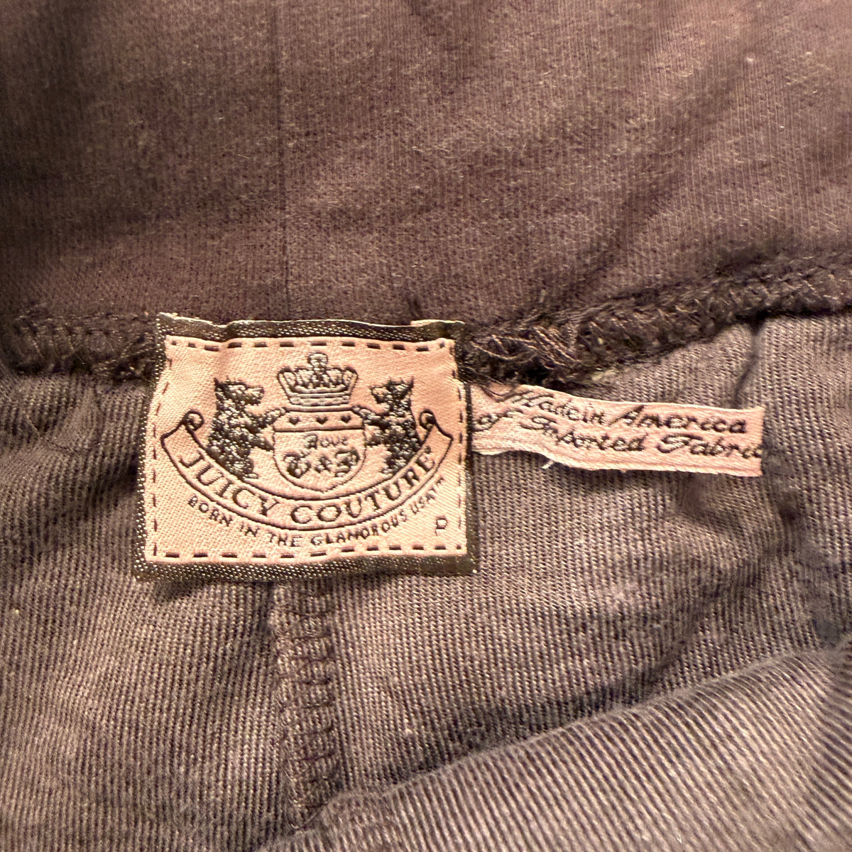 Juicy Couture Women Dark Brown Velour Flared Track Pants Back Flap Pocket Size P