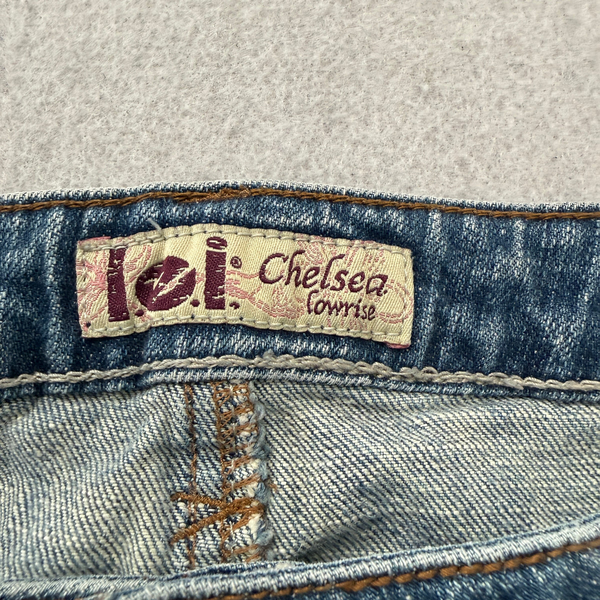 Lei Chelsea Low Rise Womens Blue Flare Jeans Eagle Embroidered Flap Pockets - 15